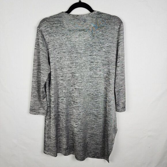 JOSEPH RIBKOFF Gray Tunic Asymmetric Handkerchief Hem Draped Womens 12 Lagenlook - Picture 2 of 6